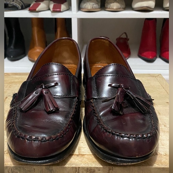 Johnston & Murphy Men Hayes Burgundy Leather Tassel Loafer Slip-on Shoes SZ 8.5 - Picture 2 of 8